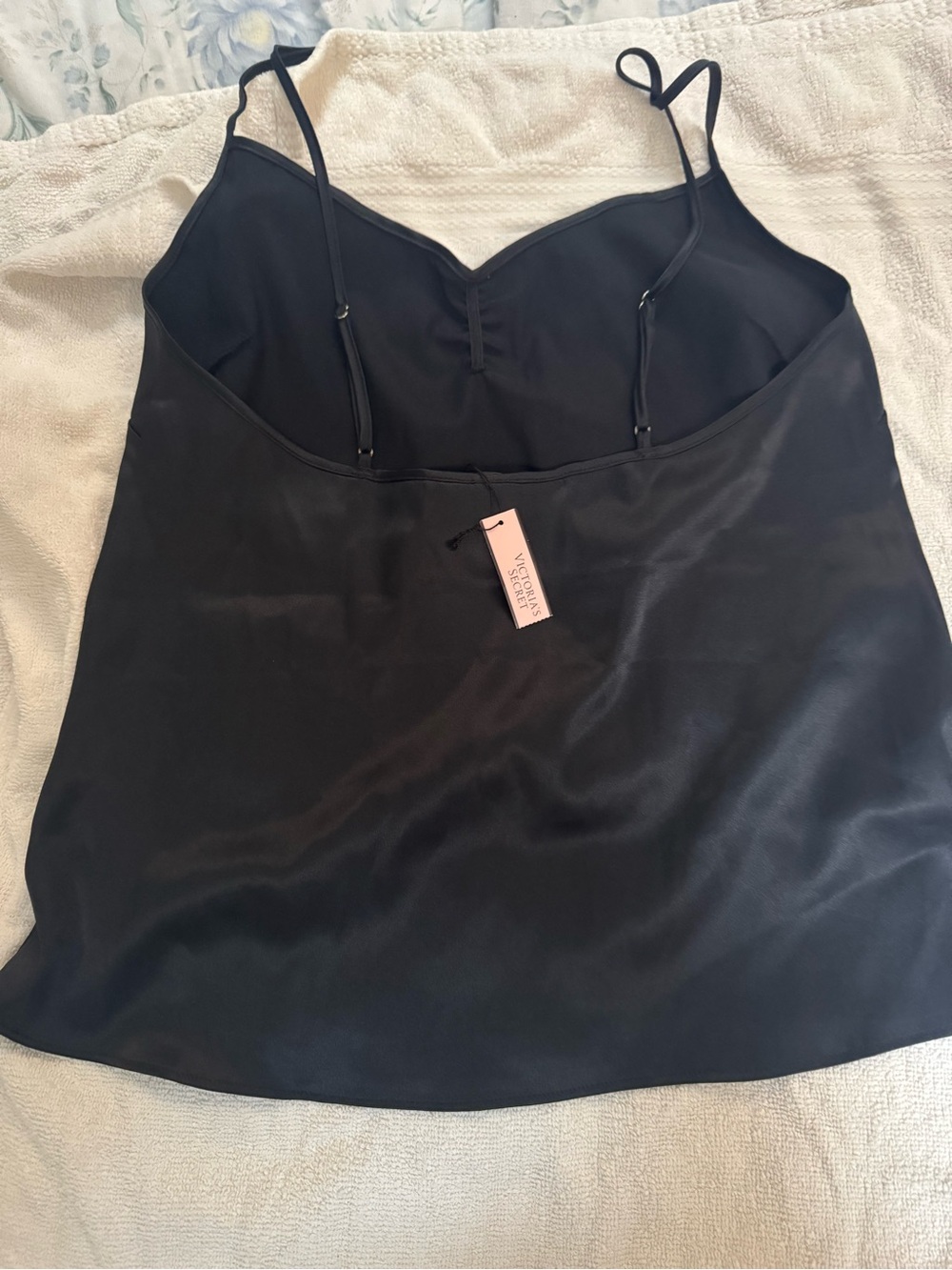 Victoria's Secret Black Satin Cami with Adjustable Straps